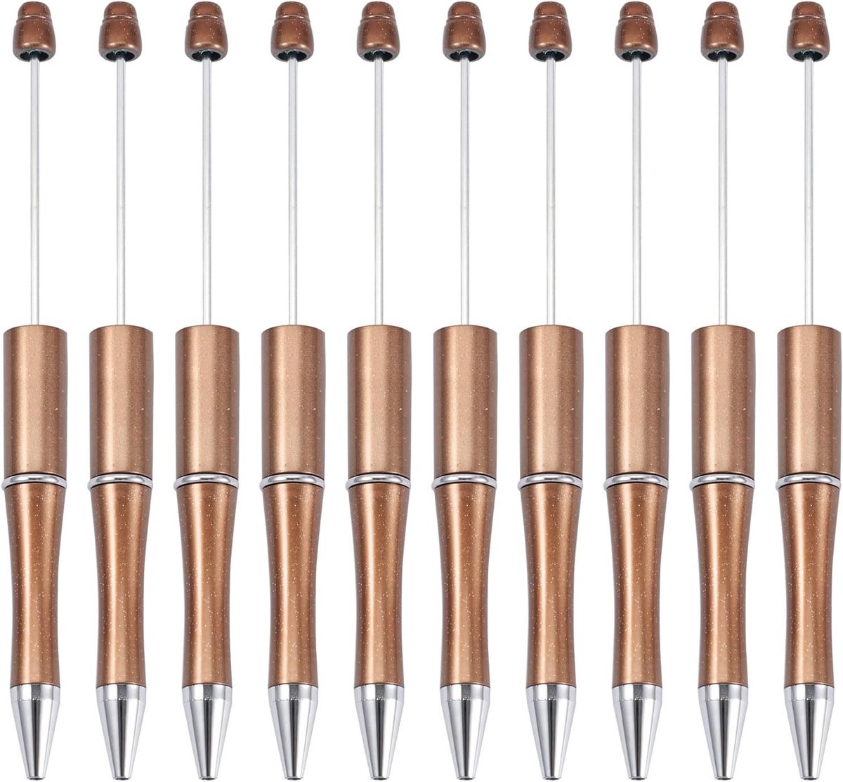 20 stuks plastic kralen pennen champagne kleur balpen zwarte inkt kralen gepersonaliseerde pennen voor kantoorbenodigdheden benodigdheden champagne en glitter