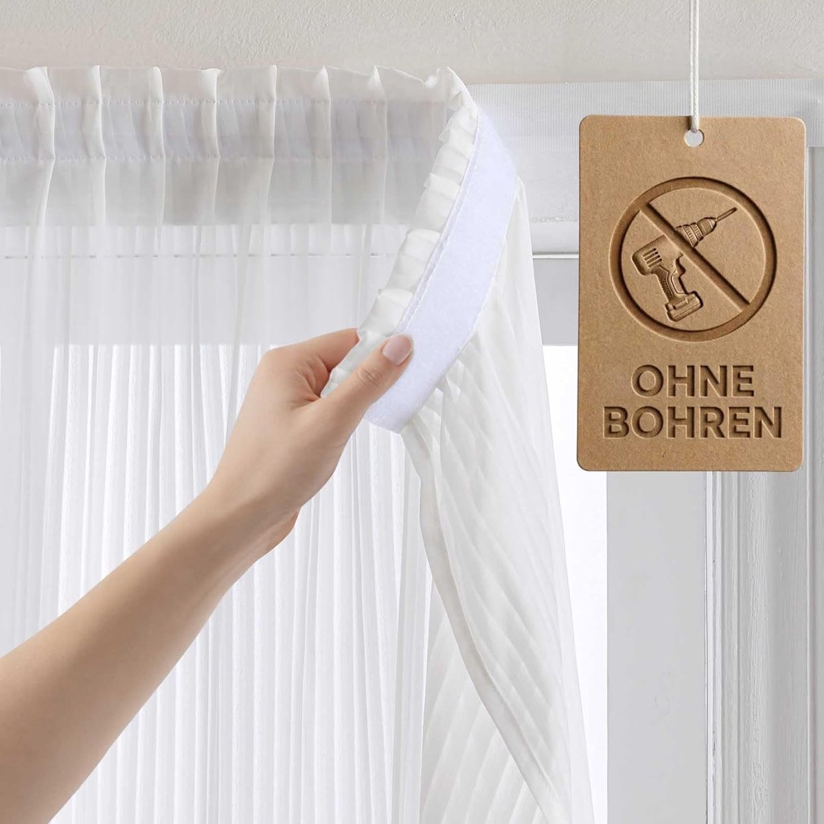 Schermgordijnen blickdicht met kleefdrager, verticale jaloezieën stijl wit halftransparant - gordijnen zonder boren voor slaapkamer woonkamer keuken raamdecoratie (wit-H243 x B100 cm)
