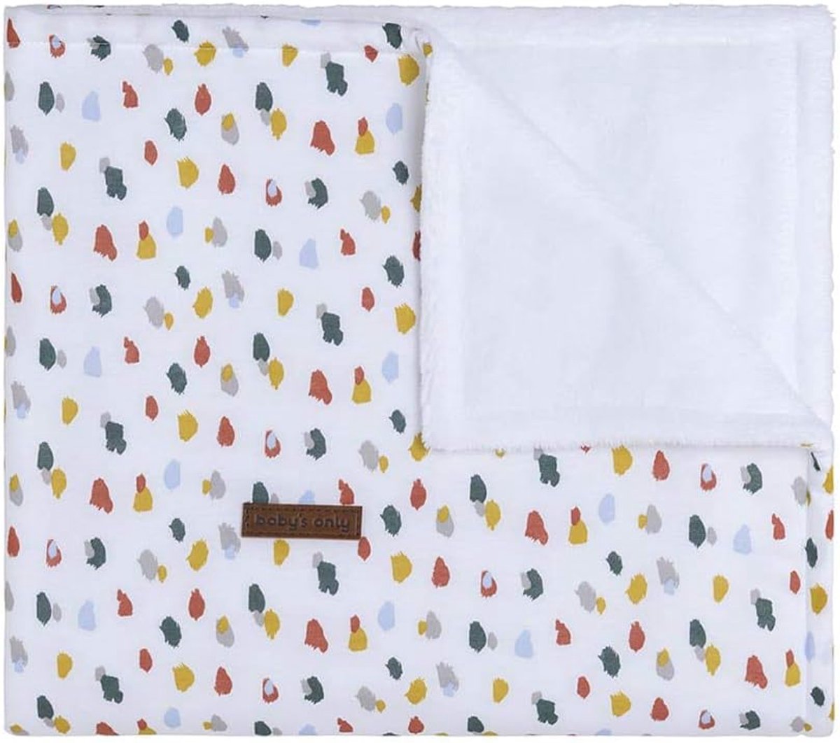 Babydeken cot 70x95 cm - teddy - wit met stippen - warm en comfortabel - SnelShoppen