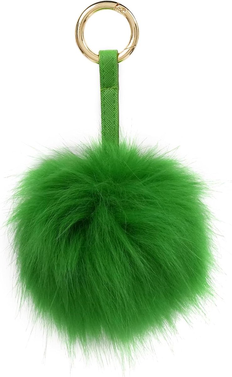 Sleutelhanger met pompon van imitatiebont, pluizige sleutelhanger van pluche, pompon tas bedeltje voor handtas, hanger, sleutelhouder voor dames