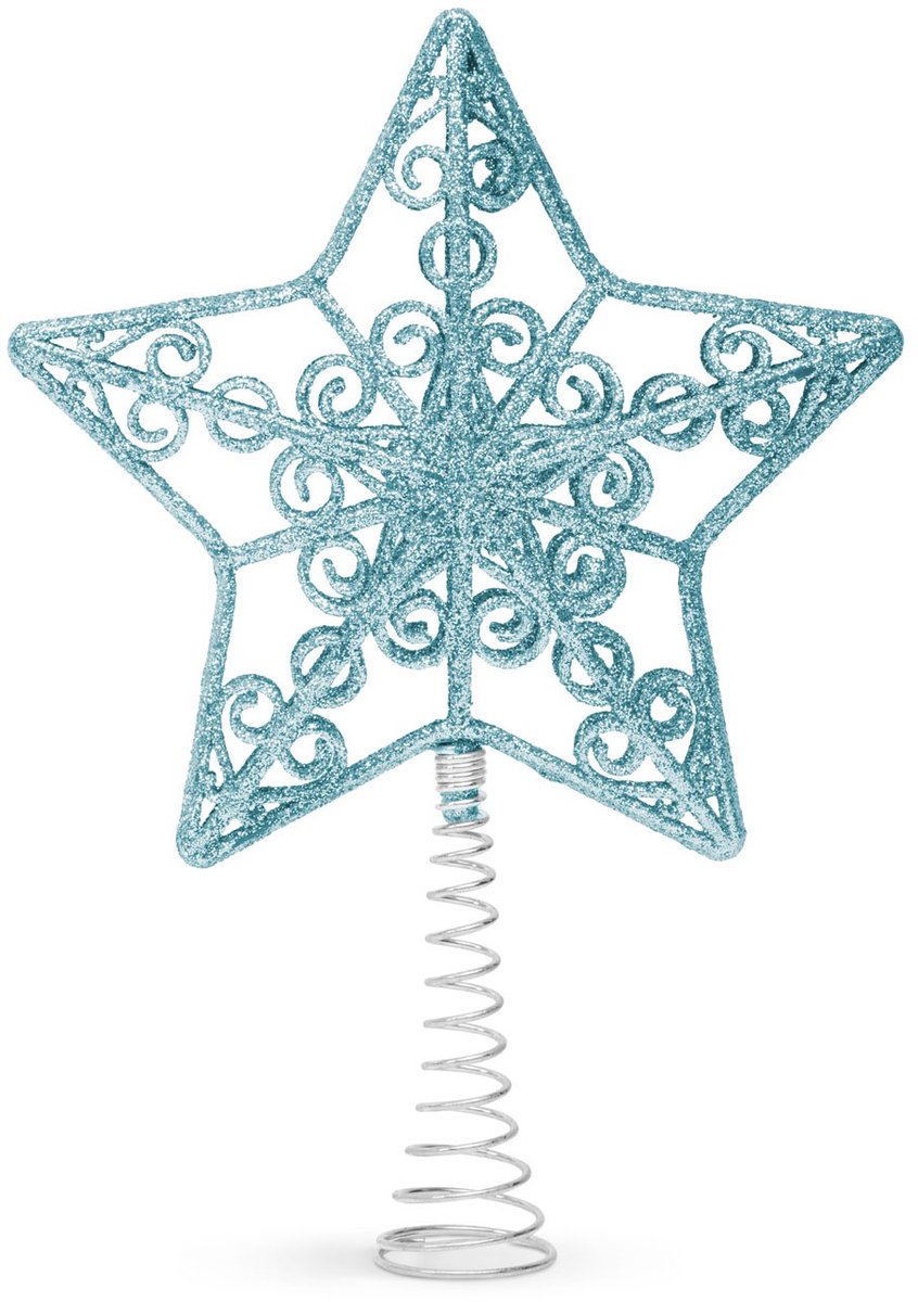 Kerstboompiek / Piek - stervorm - 20 x 15 cm - lichtblauw 1 Stuks [58679A]