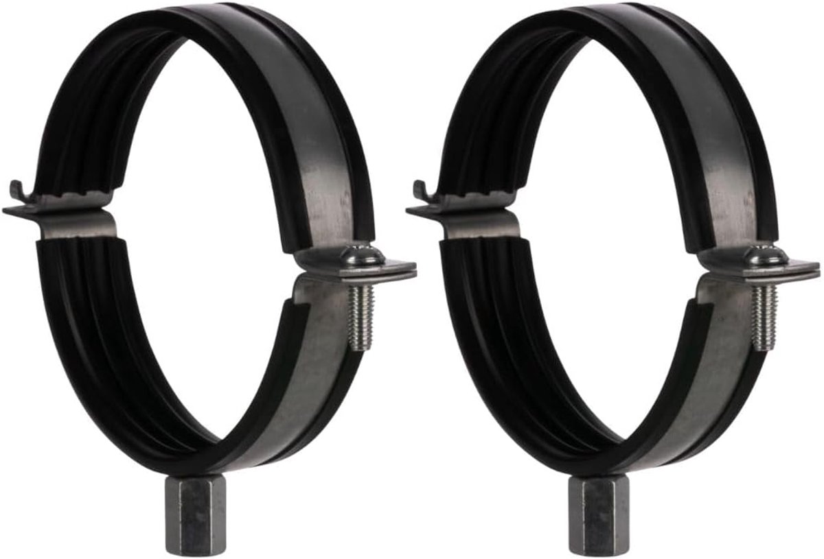 Buisklem set van 2 100mm - Metalen constructie - Anti-vibratie rubber - Voor veilige ventilatiebevestiging - ShopVlot