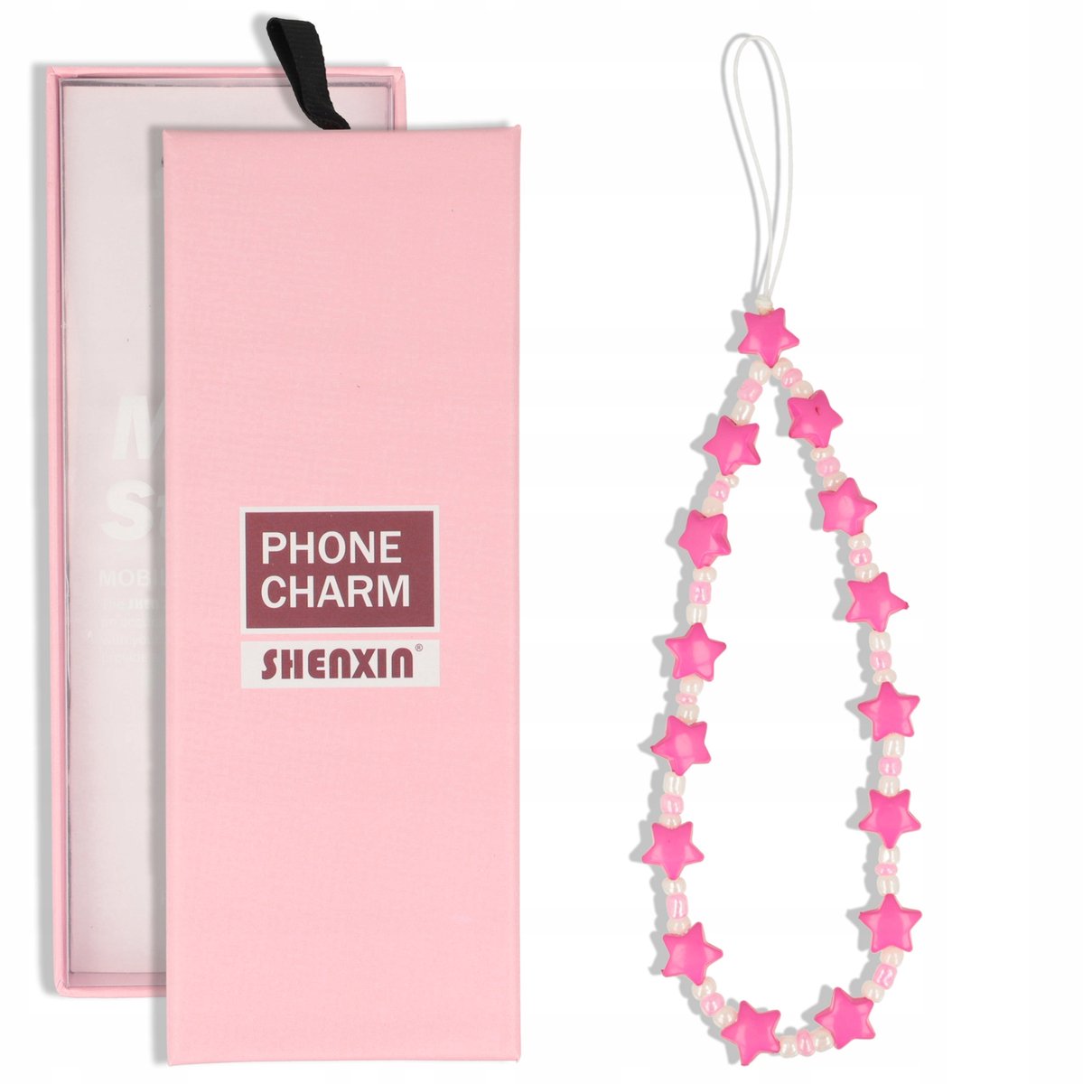 Roze Telefoonhanger Kralen Bloem Charms - Trendy Accessoire