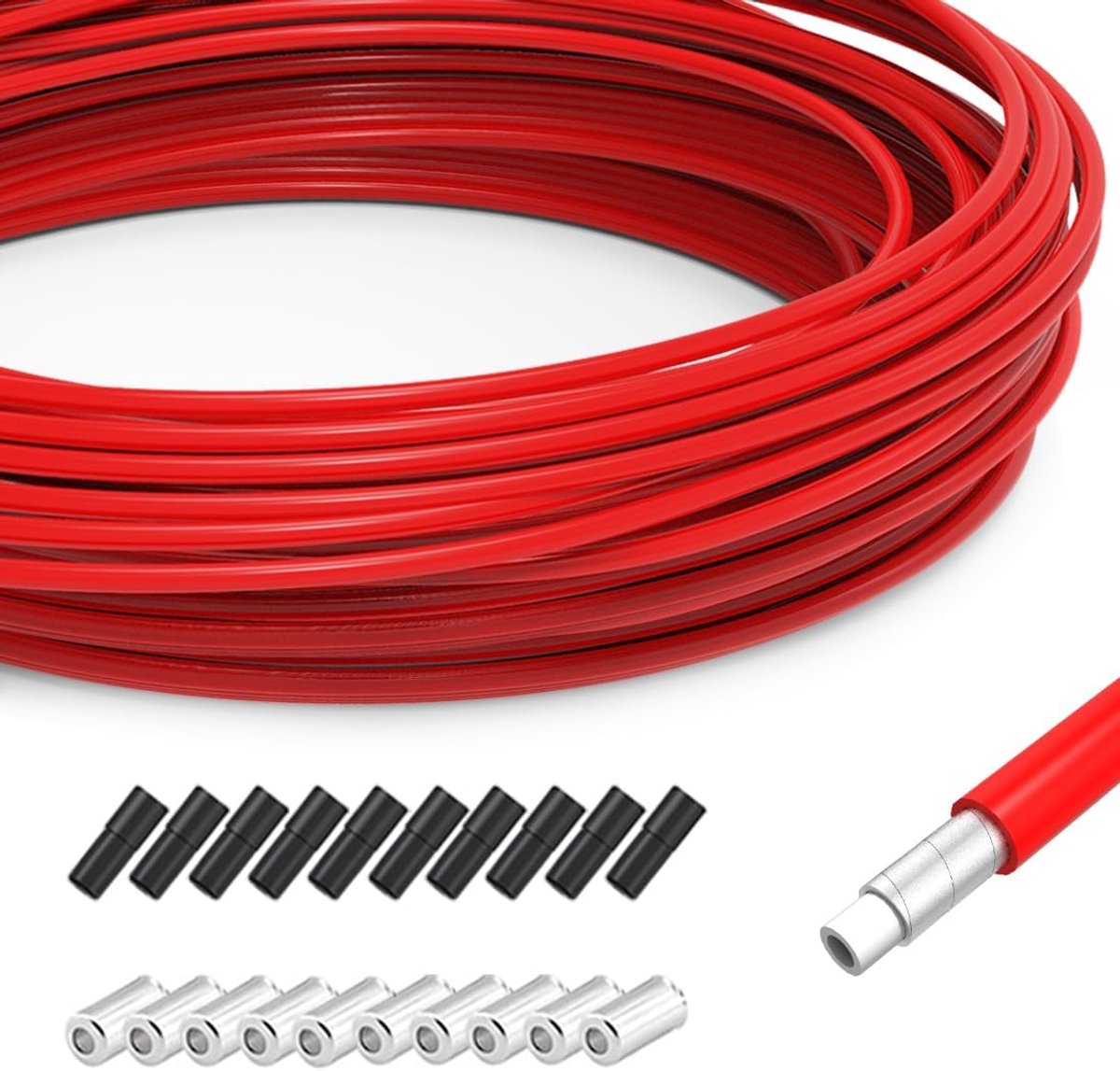 Remkabel hoes 10m - Rood Ø 5mm - Hoogwaardige kwaliteit - Ideaal voor vervanging - ShopVlot