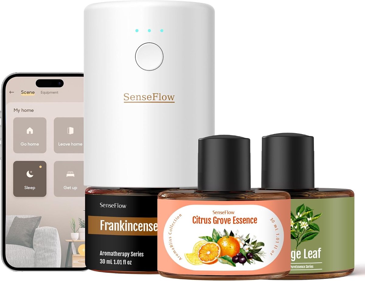 Aroma diffuser Wi-Fi met 3 essentiële oliën - waterloze ultrasone geurverspreider - ShopVlot