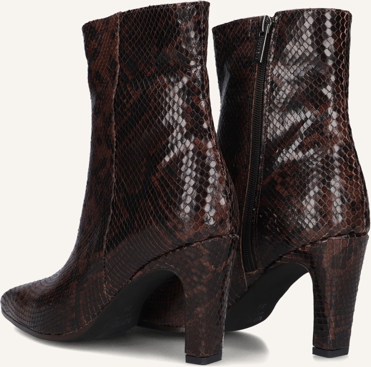 Notre-V 72539 Enkellaarsjes - Enkelboots met rits - Dames - Bruin - Maat 38