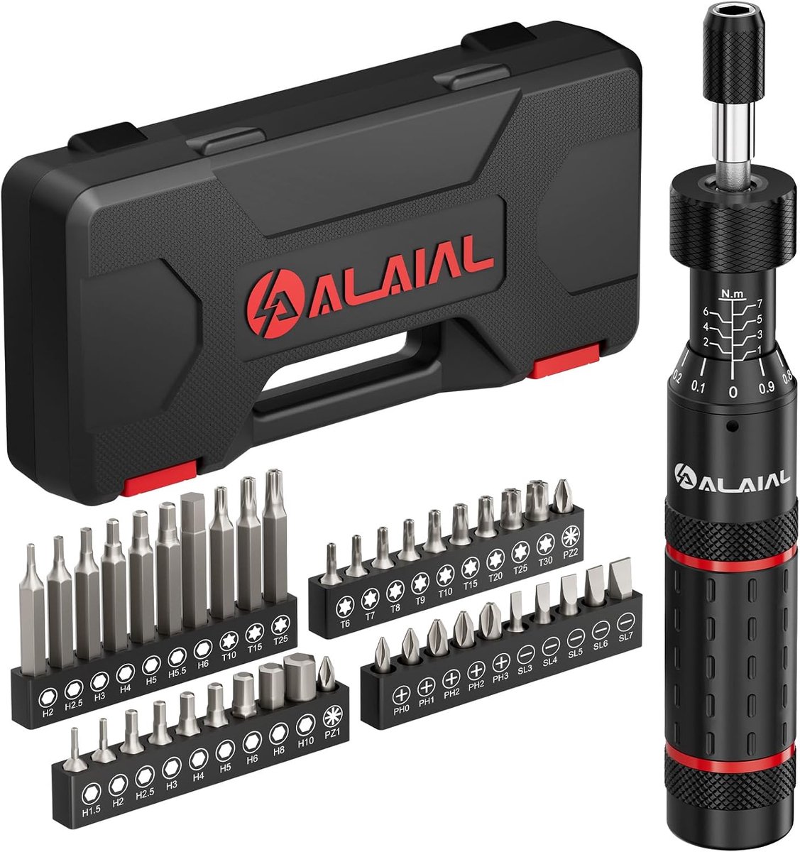 Koppelmoersleutel 1-7 NM - 1/4 inch verstelbaar - 41-delige set - ideaal voor fietsreparatie - ShopVlot