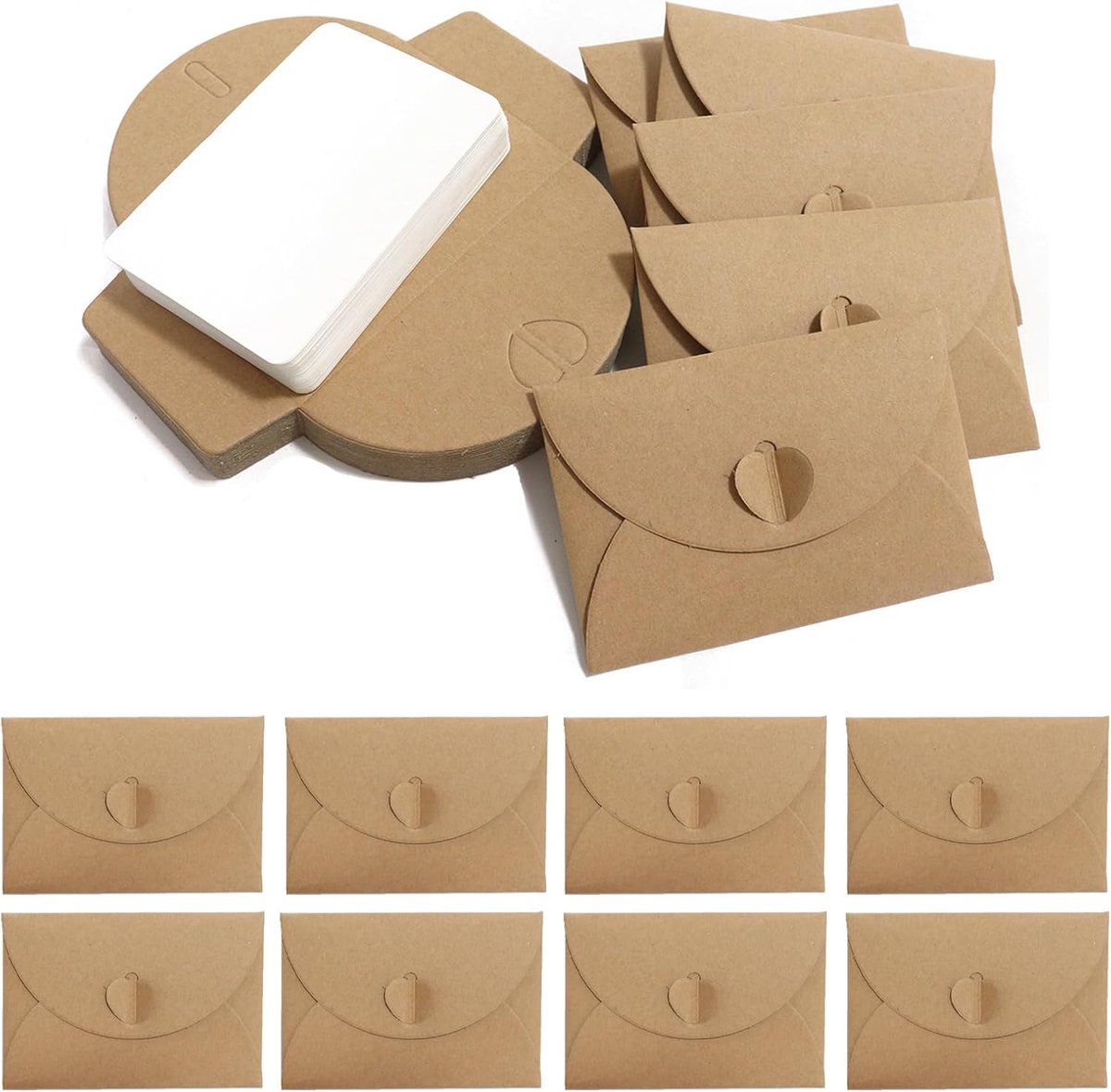 mini-enveloppen set 25 stuks - kraftpapier - hartsluiting - perfect voor bedankkaarten - ShopVlot