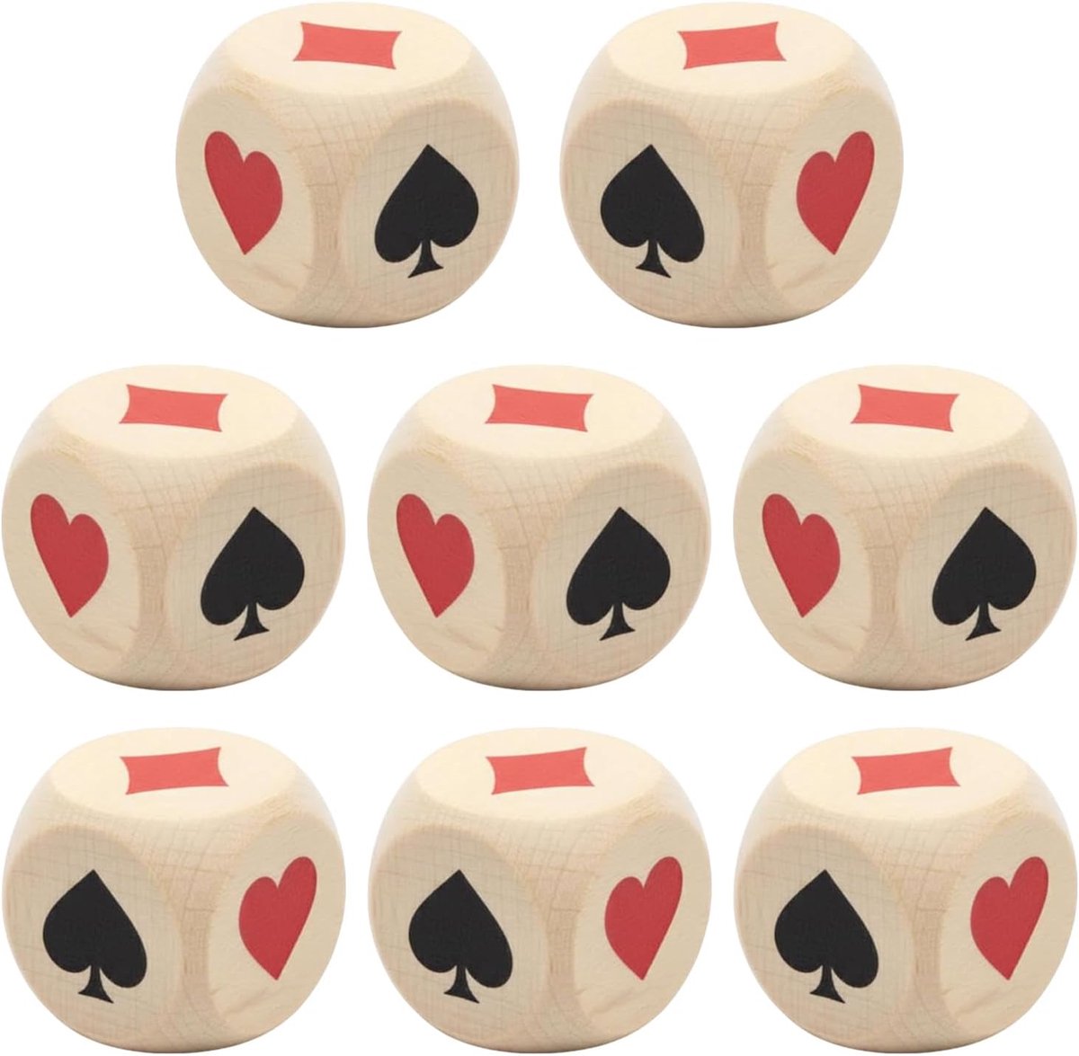 Speeldobbelstenen 8 stuks - Gekartelde dobbelstenen 3,5 cm - Ideaal voor belotspellen - Handige trompindicator - ShopVlot
