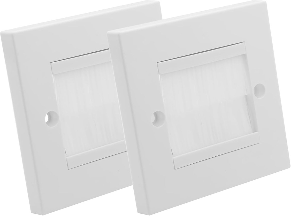 Multimedia wanddoos 85 x 85 mm - set van 2 - met borstelafdekking - eenvoudig kabelbeheer - ShopVlot