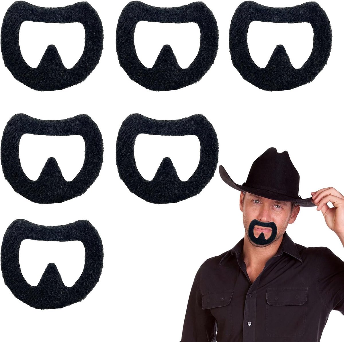 Nepbaard 6 Stuks - Zelfklevende Realistische Snor - Perfect voor Halloween en Cosplay - Creëer een Gangster Look - ShopVlot
