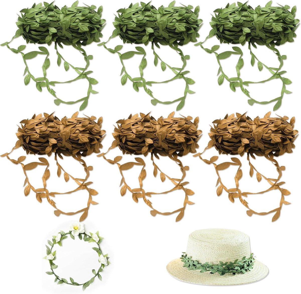Kunststof Klimop Vines 60m - Groene en Bruine Decoratie - Perfect voor Wanddecoratie - ShopVlot