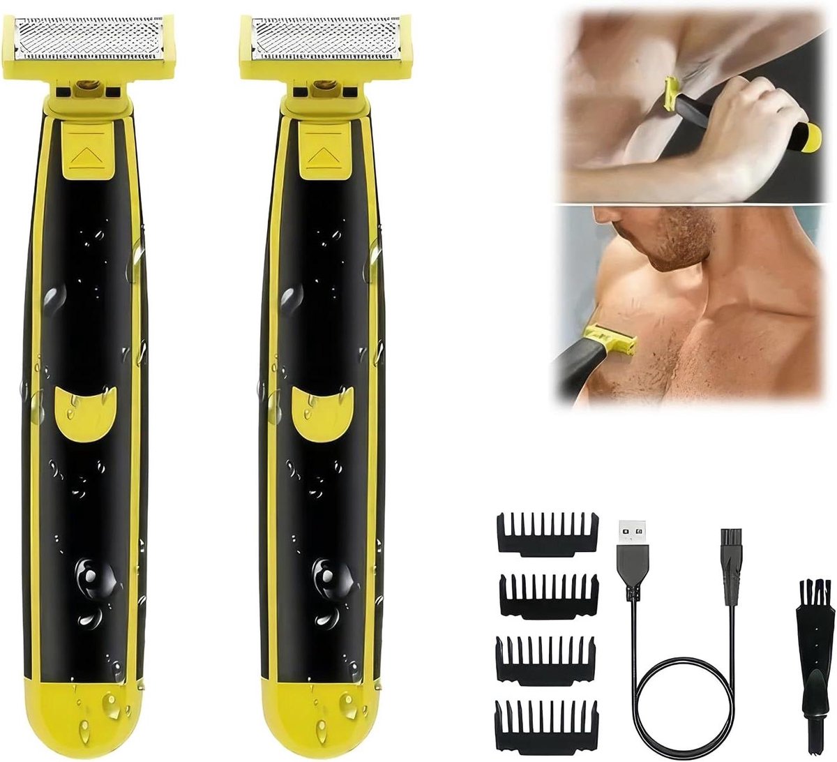 Elektrisch Scheerapparaat - Gezichtstrimmer Baardtrimmer - Gezichtsverzorging Mannen - 4 Opzetkammen Inbegrepen - 60 Min Gebruikstijd - Grijs