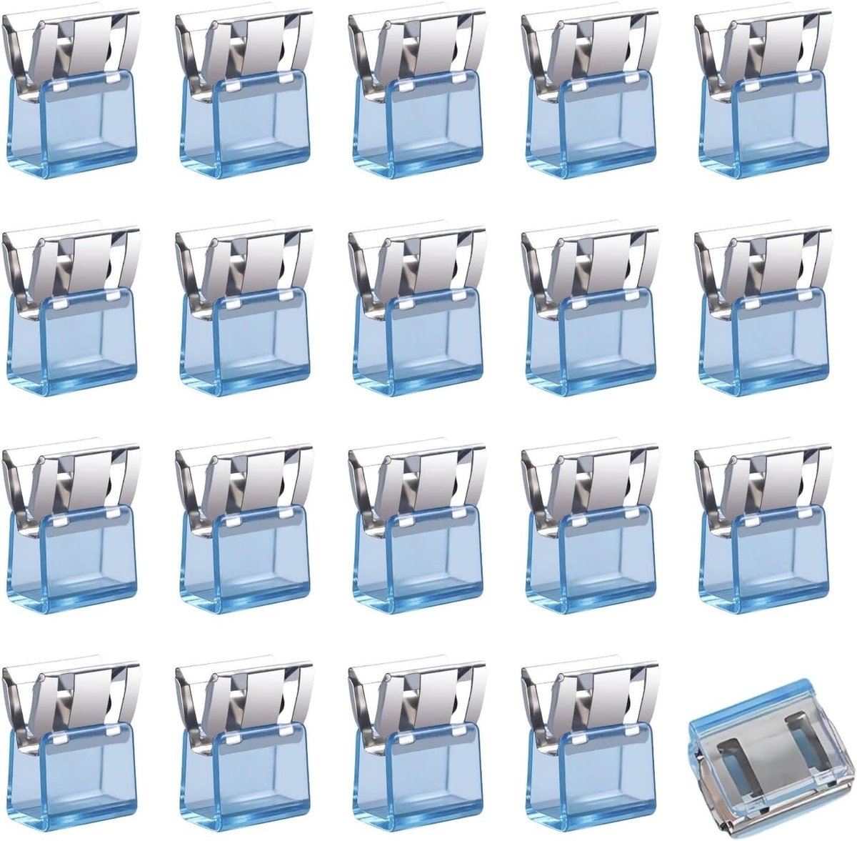 Broekspeldjes 20 Stuks - Transparant Blauw - Tijdelijk Inkorten - Eenvoudig te Bevestigen - ShopVlot