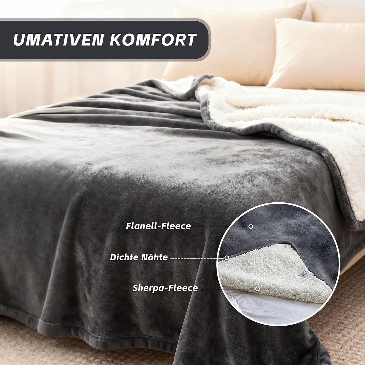 Waterdichte Deken 230x215cm - Grijze Flanellen Deken - Waterafstotend - Bescherming voor Sofa - ShopVlot