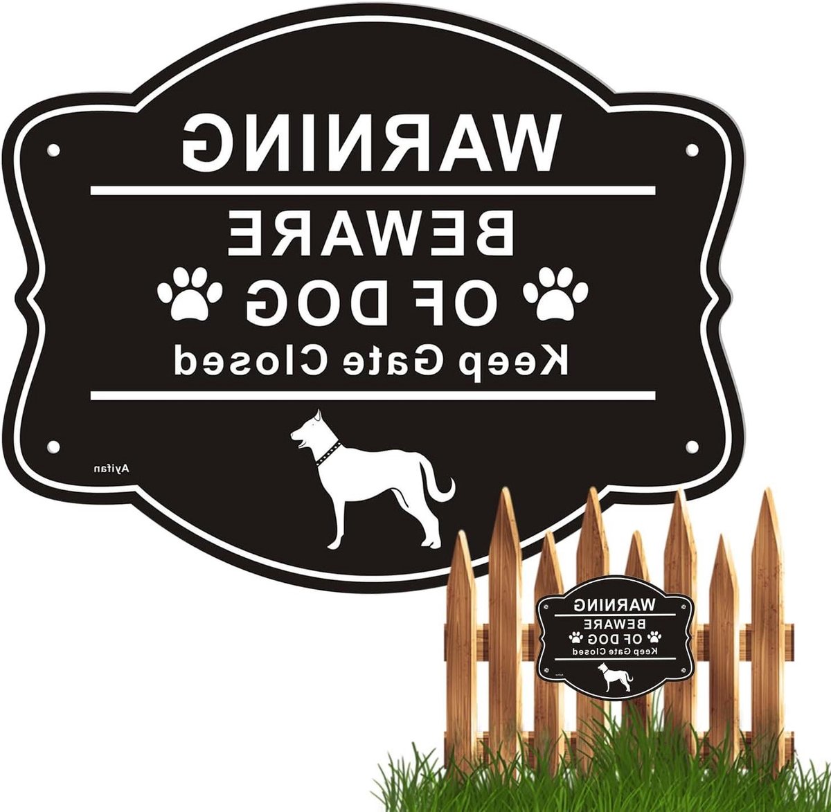 Waarschuwingsbord Honden - Hondenbord Hek - Veiligheid Tuin - Weerbestendig Aluminium - 25 x 20 cm - Zwart