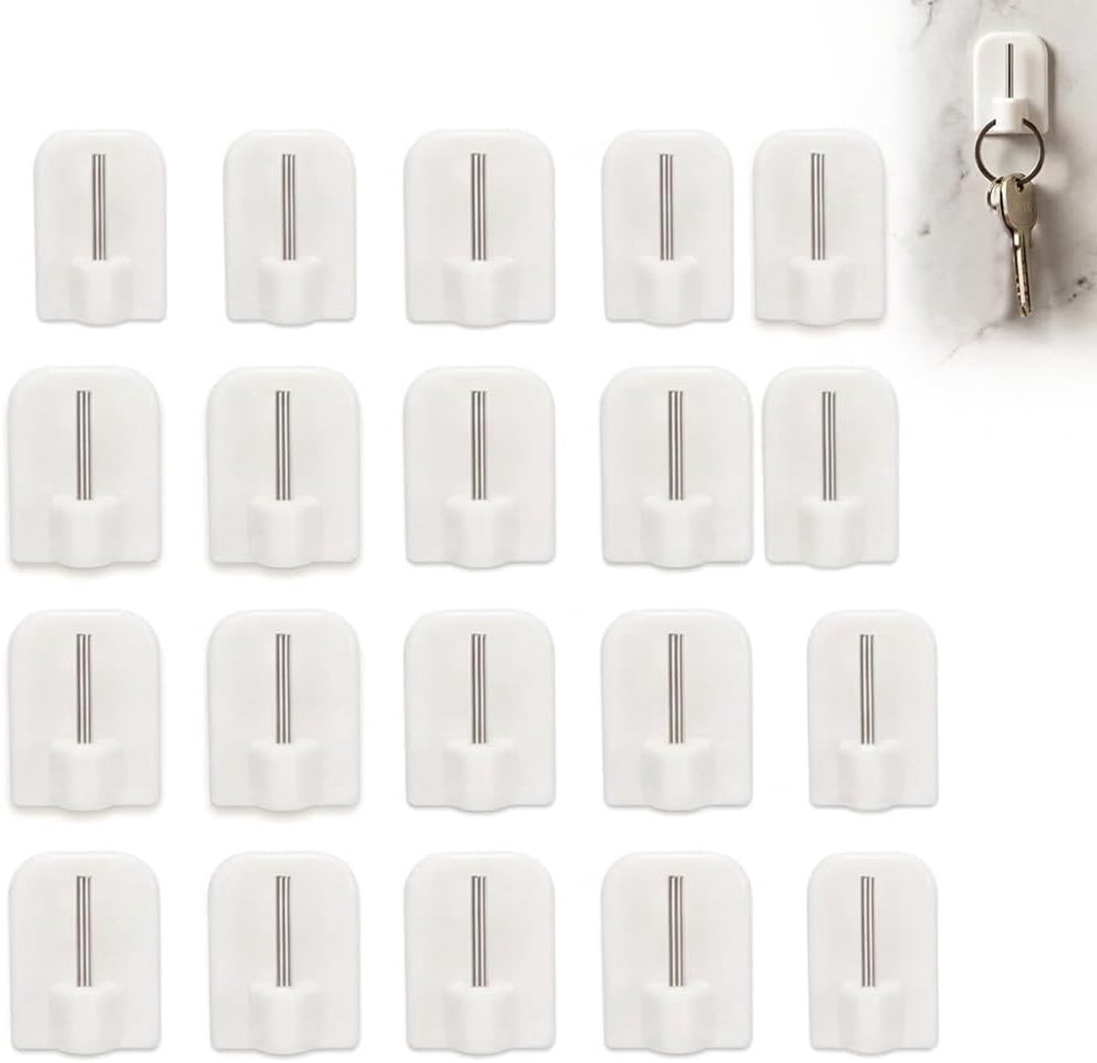 Zelfklevende gordijnhaken set van 20 - witte vitragehaken - zonder boren - ideaal voor een nette uitstraling - ShopVlot