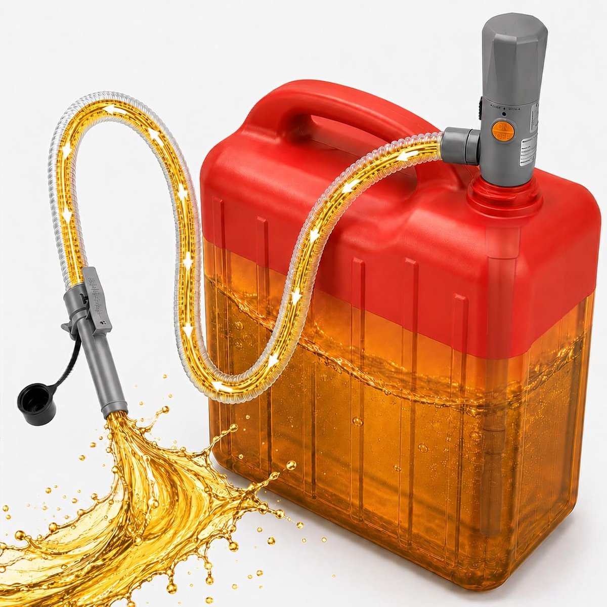 Elektrische benzinepomp 2,8 GPM - telescopische zuigbuis 30-43 cm - stopt automatisch - ideaal voor jerrycans en vaten - ShopVlot