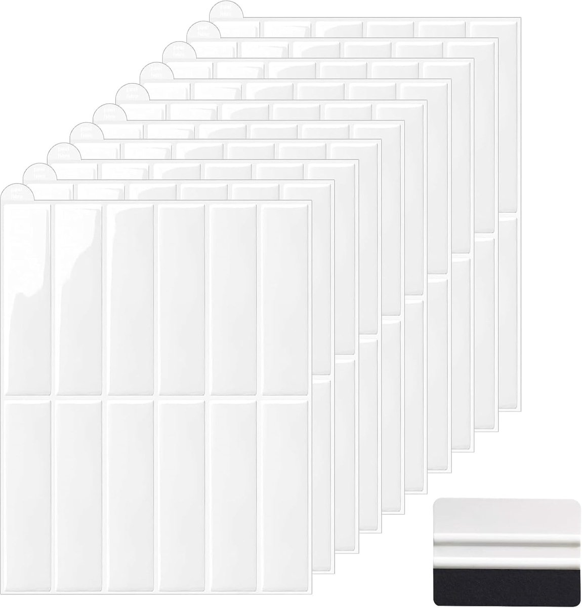 Spatwandstickers voor keuken - wit - zelfklevend vinyl - 3D effect voor wandtegels - ShopVlot