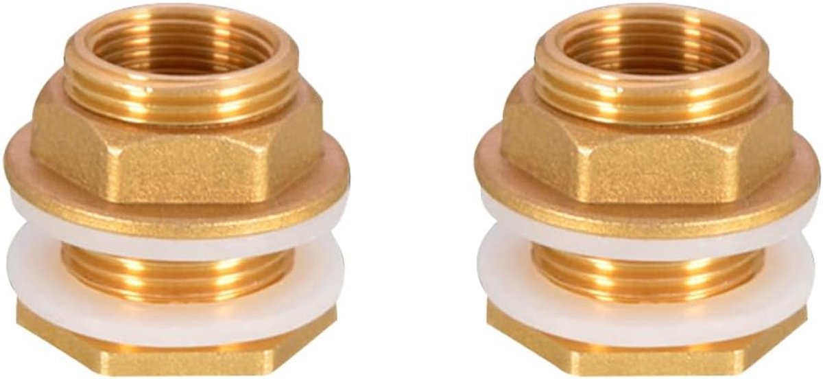 Water tank connector 1 inch - 2 stuks messing - veilige aansluiting - geschikt voor wateropslag - ShopVlot