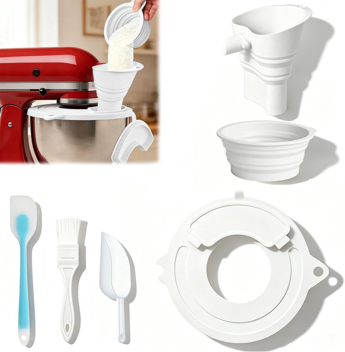 Siliconen kit-in-A-id accessoires voor mixer - wit - complete set - ideaal voor dagelijks bakken - ShopVlot
