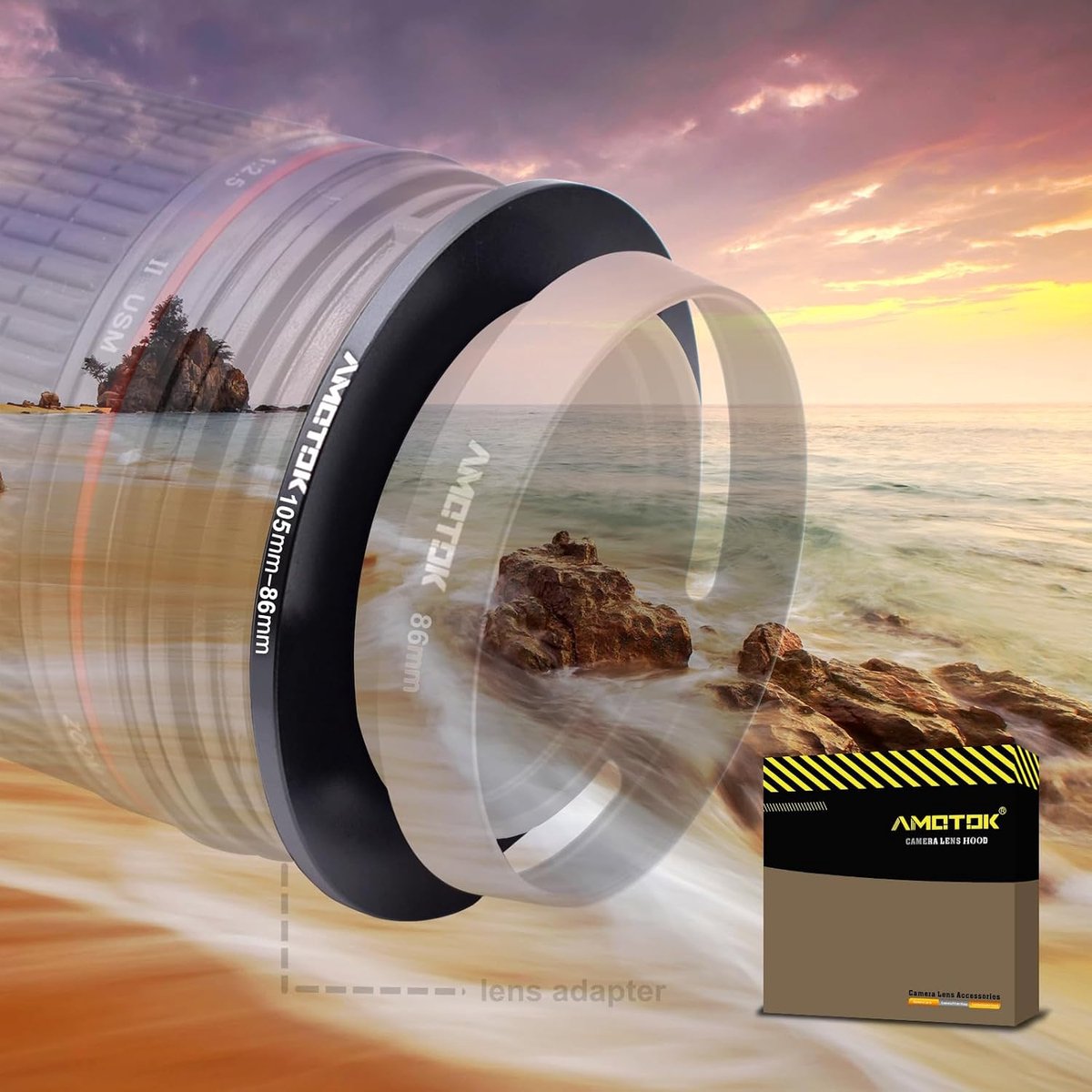 Lensadapter 105mm naar 86mm - Filter step-down ring - CNC gemonteerd - Voor gebruik met 86mm accessoires - ShopVlot
