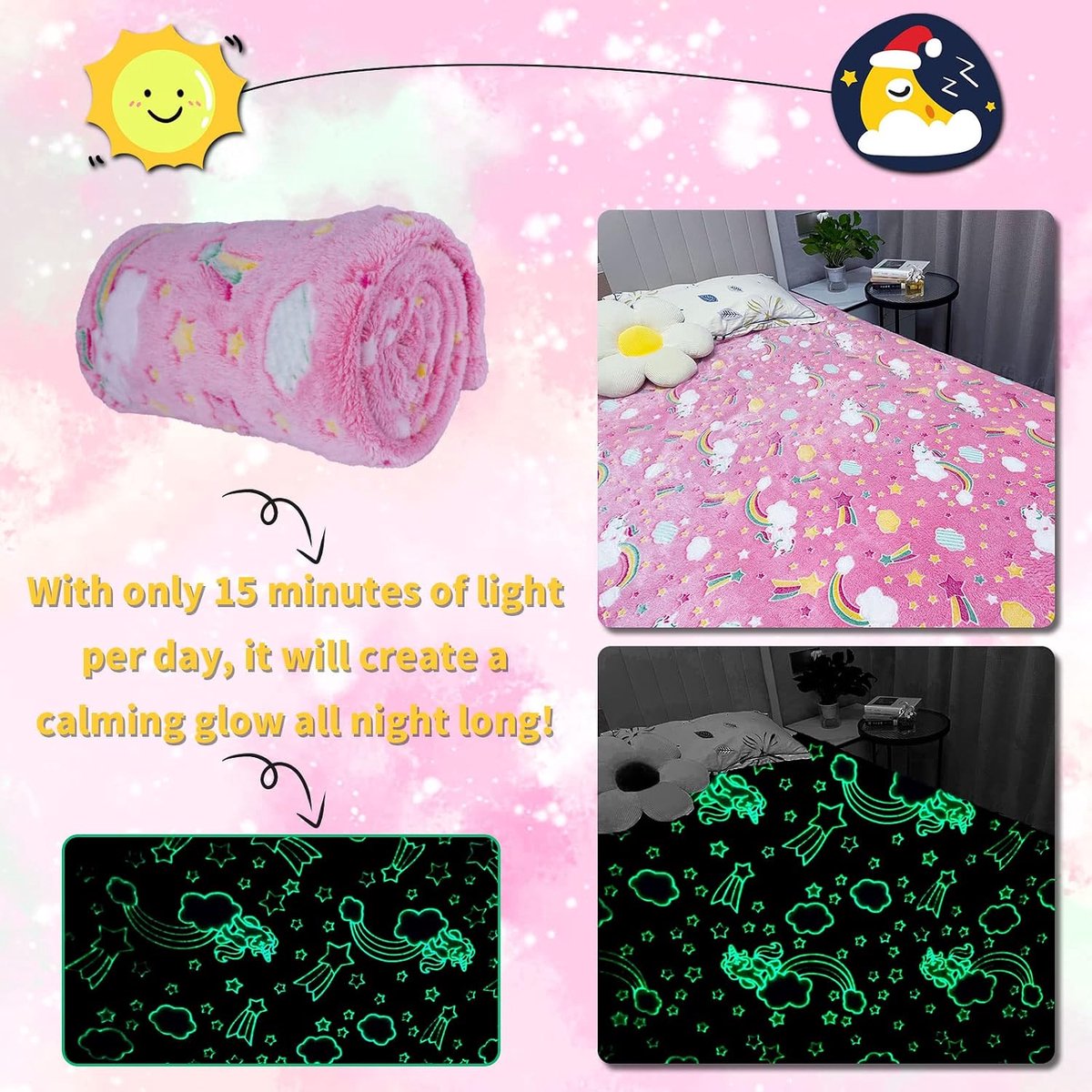 Cuddly Blanket voor Kinderen 130x150cm - Eenhoorn Thema - Superzacht Flanel - Warm en Comfortabel - ShopVlot