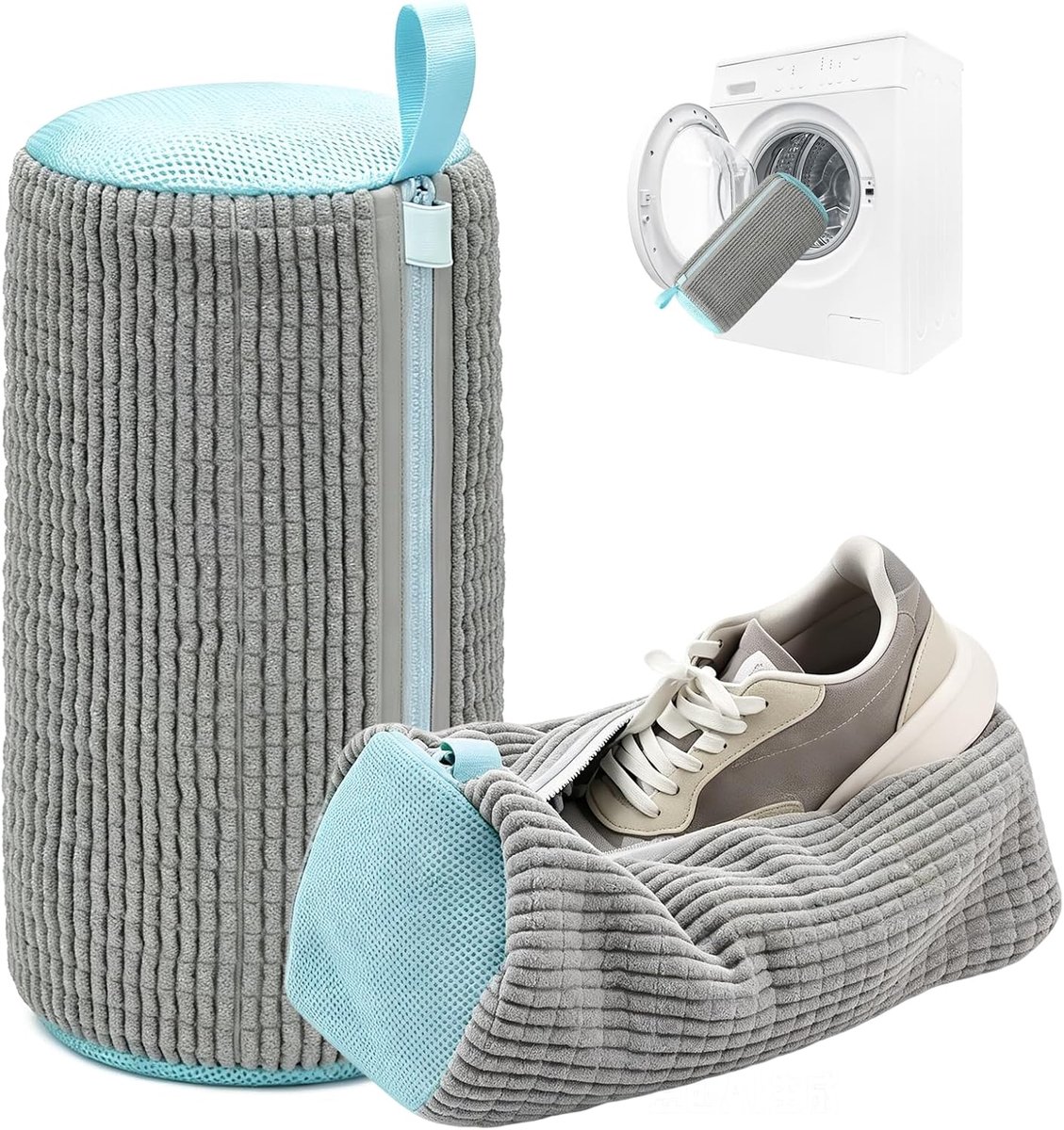Schoenwaszak voor Wasmachine - Set van 2 - Grijs - 360° Reiniging voor Sneakers - ShopVlot