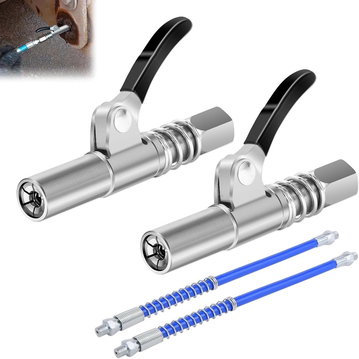 Grease nozzle set van 2 - 30 cm slang - robuust en duurzaam - gelijkmatige vetinjectie - ShopVlot
