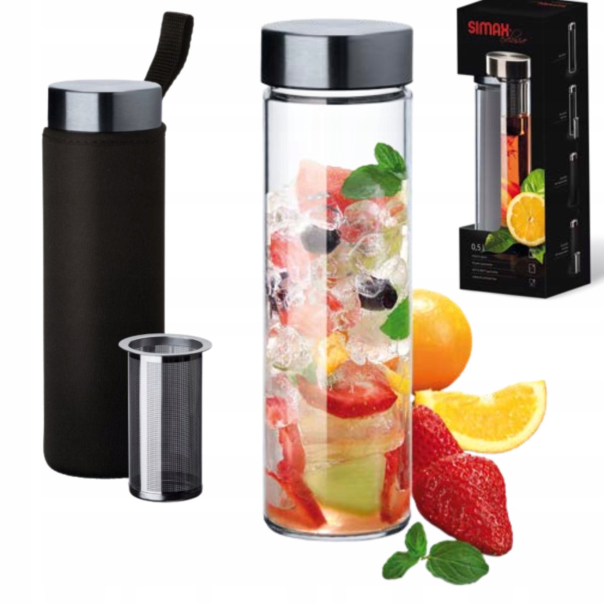 Markless Glazen Waterfles met Filter - 500ml