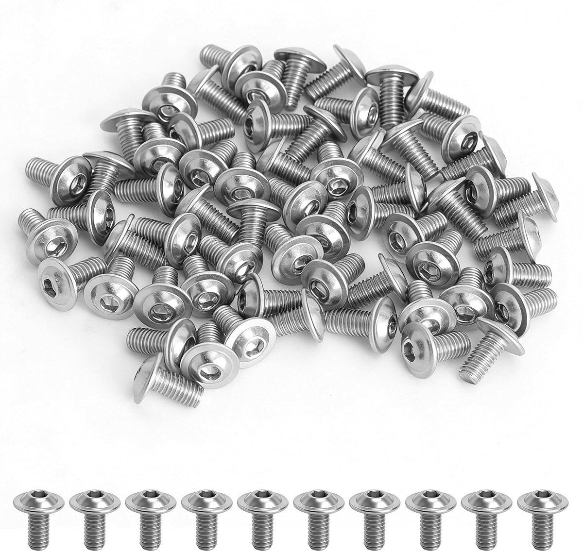 M6 schroeven set 60pcs - M6 x 12mm lenskop schroeven - 304 roestvrij staal - ShopVlot