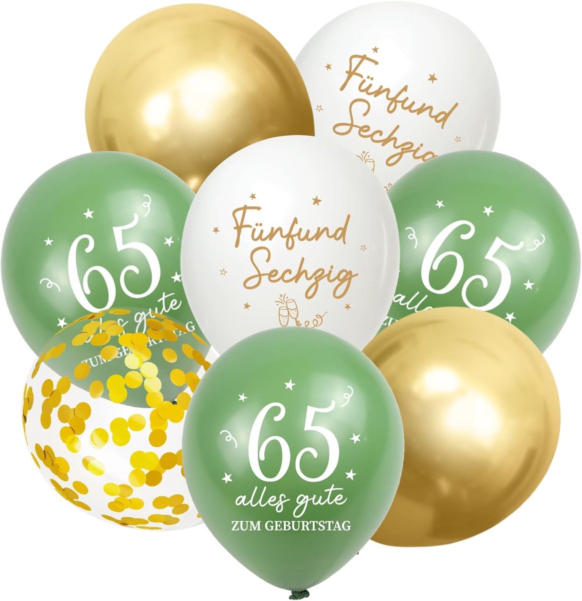 Ballonnen 65 Jaar Verjaardag - 30 Stuks Decoratie - Sagegroen Goud - Perfect voor 65ste Verjaardag - ShopVlot