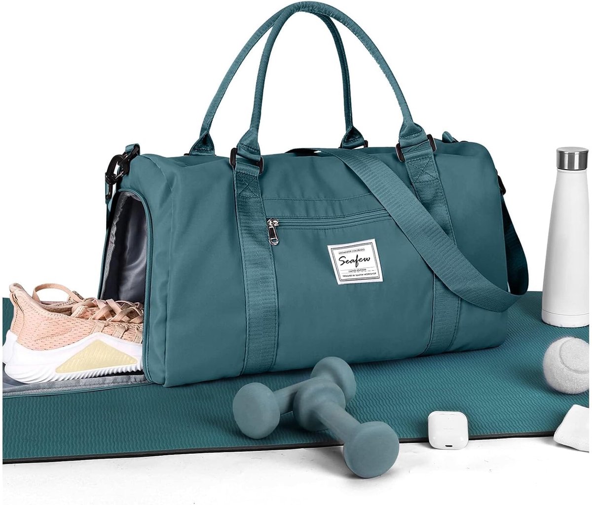 Sporttas met schoencompartiment - grote capaciteit - peacock blauw - multifunctioneel - ideaal voor trainingen - SnelShoppen