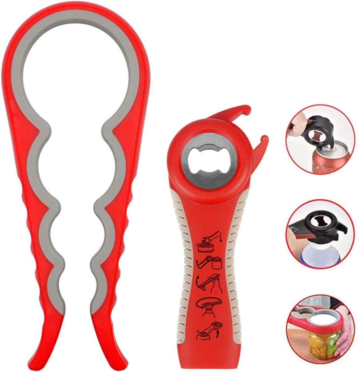 Flesopener 5-in-1 - Multi-functioneel - Silicone handgripper - Eenvoudig te gebruiken voor ouderen en kinderen - SnelShoppen
