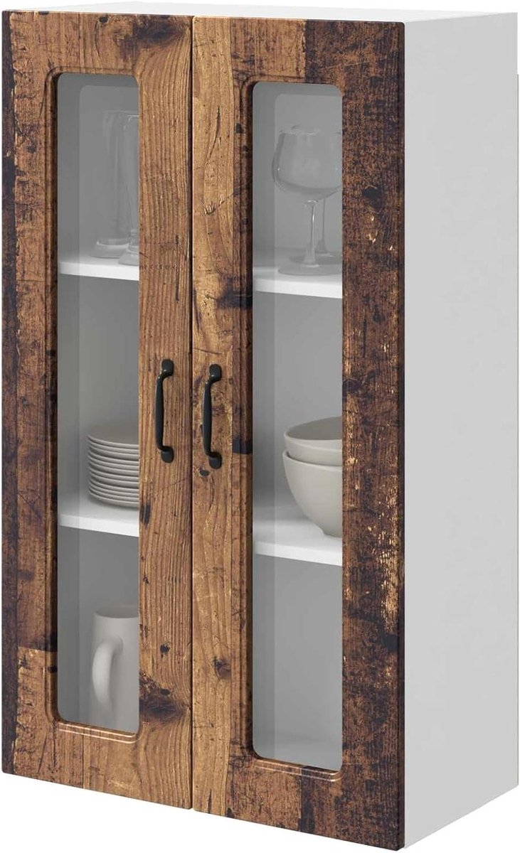 Keukenkast Wandkast - Opbergkast Houtlook - Keuken Organiseren - Veel Opbergruimte - 60x31x100 cm - Oud Hout