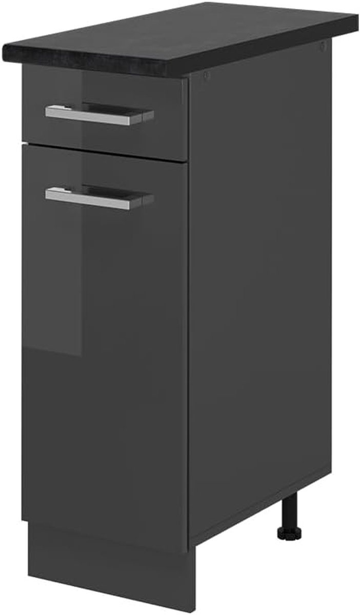 Keukenonderkast - Keukenkastje Lade - Keuken Organiseren - Flexibel Indeelbaar - 30 cm Breed - Antraciet Hoogglans