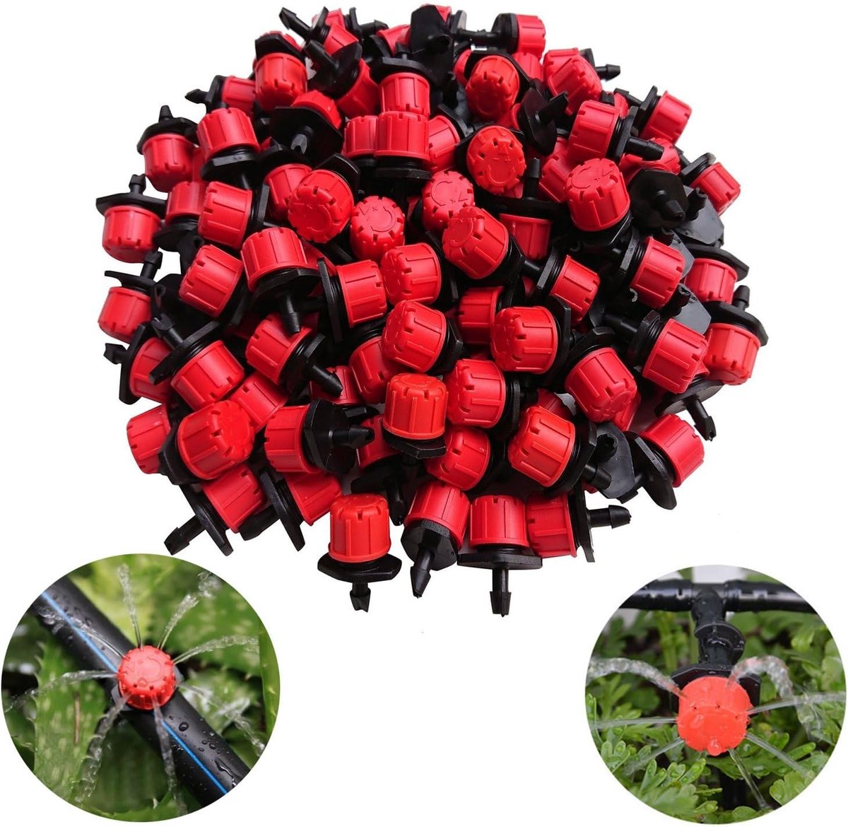 Kalolary 100pcs 1/4 Inch Adjustable Micro Drip Irrigation System Watering Can Sprinklers Anti-clogging Emitter Dripper - ShopVlot