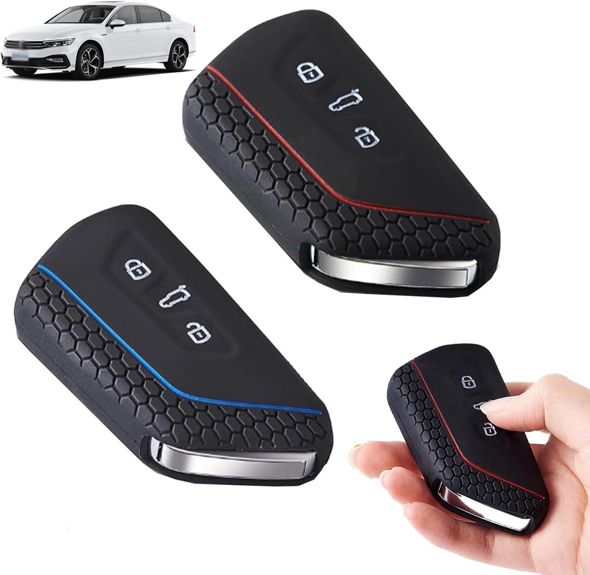 Autosleutelhoes 3 sleutels - Silicone beschermhoes - Bescherming tegen krassen - ShopVlot