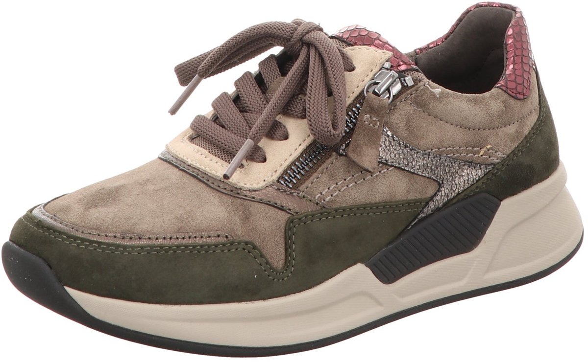 Gabor-Rolling soft-art 76.957 30-sneaker-taupe-combi-dames-veter-rits