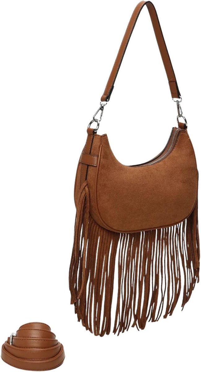 Schoudertas met kwastjes - boho-franje - verstelbare riem - perfecte festivalhandtas - ShopVlot