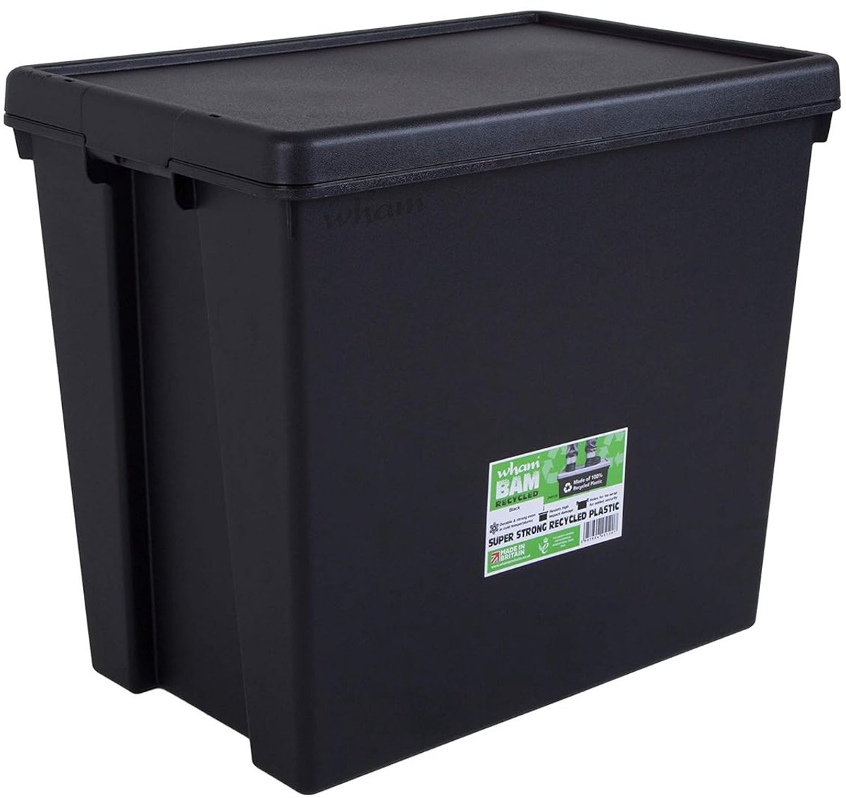 Recycling box 92 liter met deksel - zwart - duurzame kunststof - ideaal voor afvalscheiding - ShopVlot