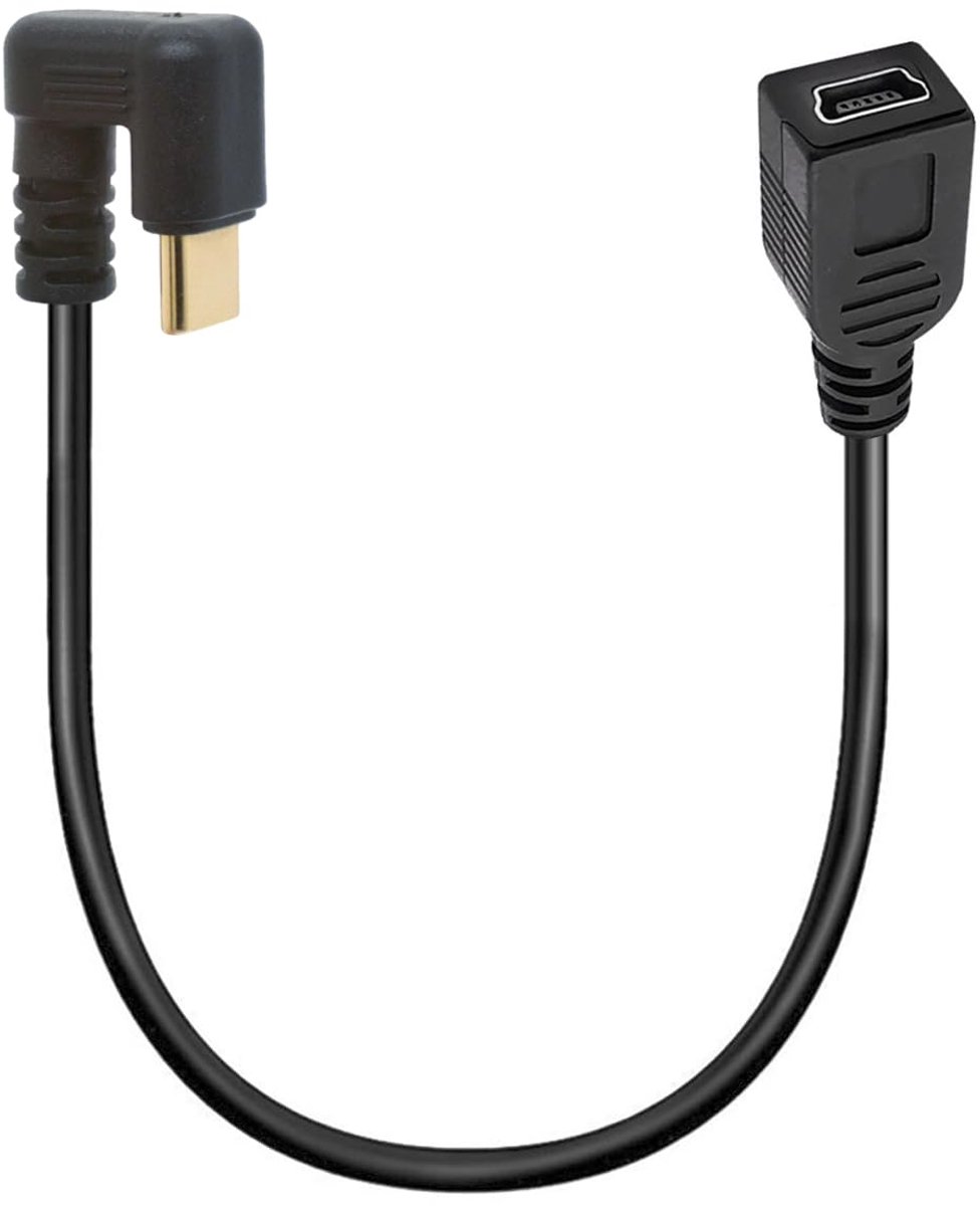 Mini USB naar Type C kabel - rechte hoek - USB 3.1 Type C naar Mini B adapter - ideaal voor digitale camera's - ShopVlot