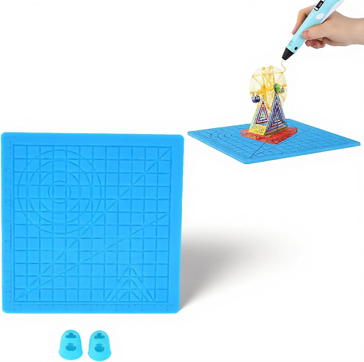 Silicone design mat - flexibel en duurzaam - inclusief sjablonen en vingerkappen - ideaal voor 3D tekenen - ShopVlot