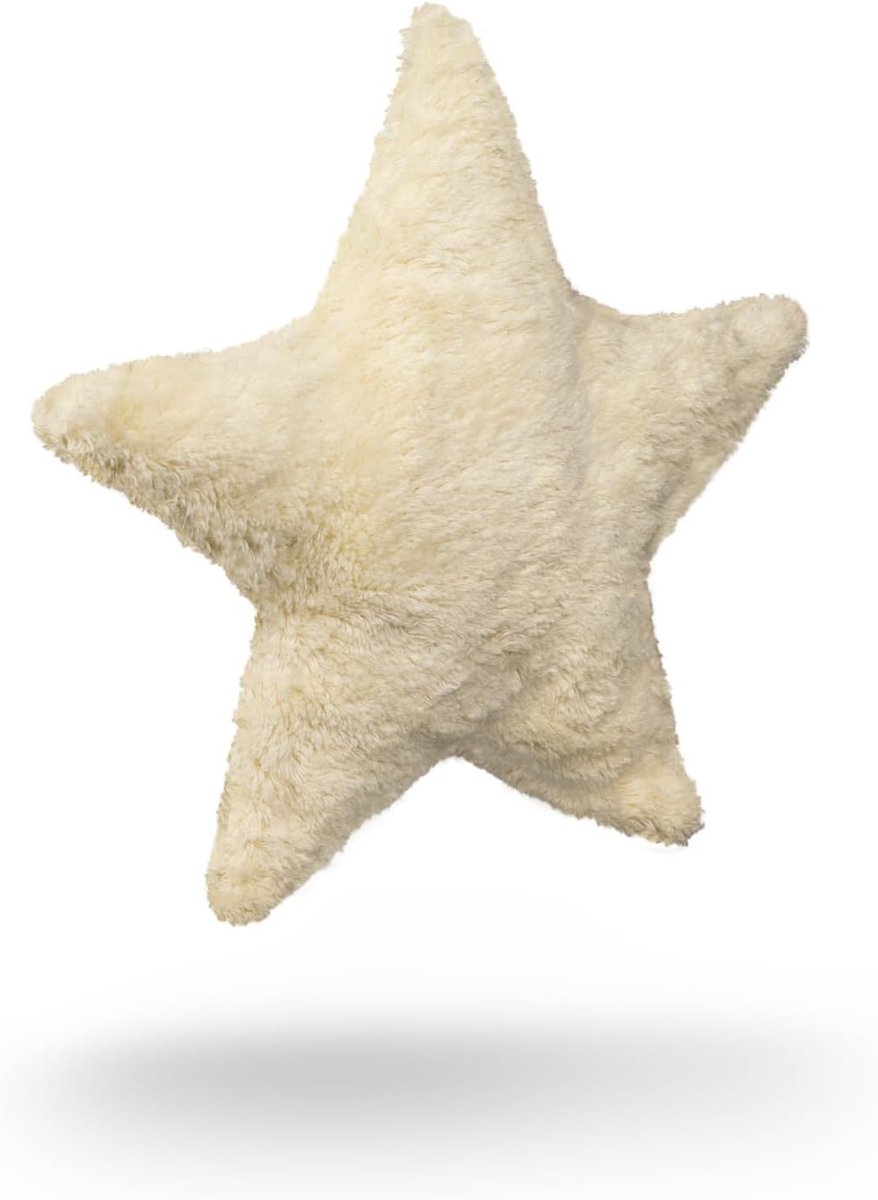 Knuffelkussen Ster - Vanillekleurig Pluche - Met Uitneembaar Warmtekussen - Ideaal Voor Koude Dagen - ShopVlot