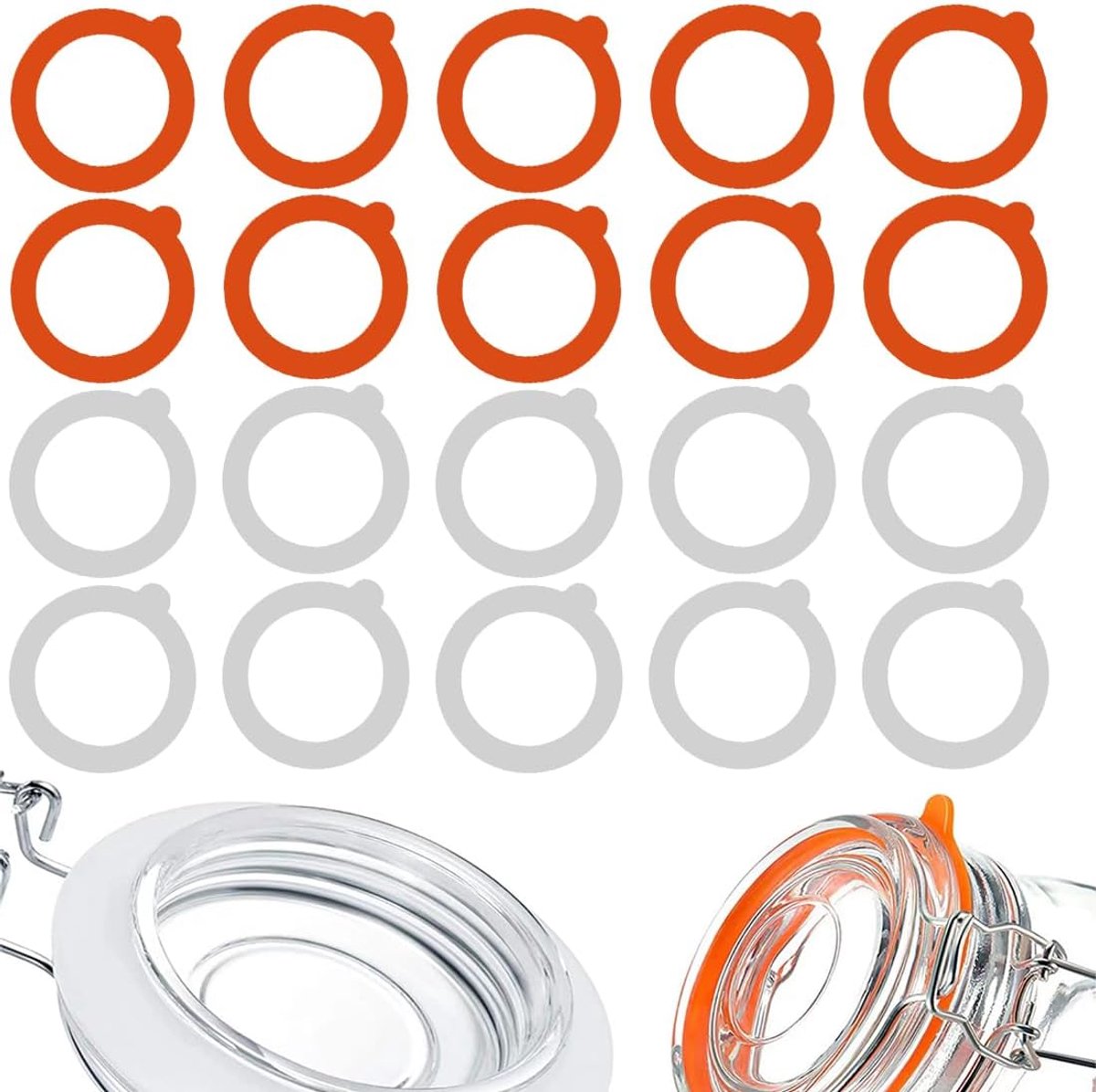 Rubberen ringen voor inmaakpotten 95 x 70 mm - siliconen afdichtingen - 20 stuks - vervang oude afdichtingen - ShopVlot