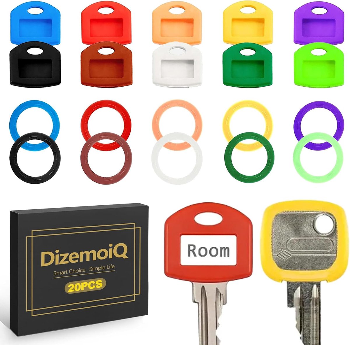 Sleutelkappen set van 20 - Siliconen - 10 kleuren - Eenvoudige identificatie - ShopVlot