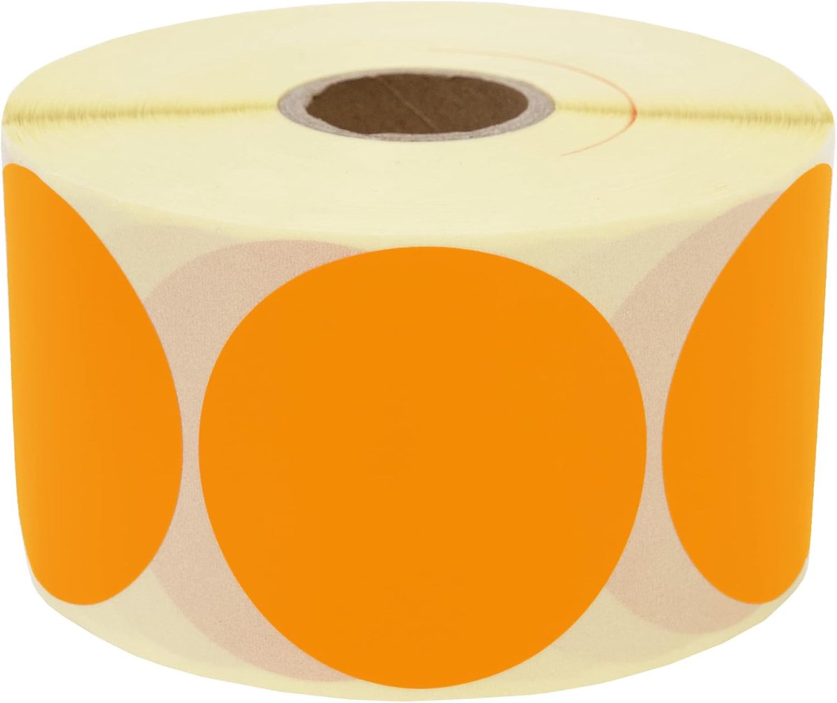 Kleurige zelfklevende labels 50 x 50 mm - oranje - 1000 stuks op rol - ideaal voor organisatie - ShopVlot