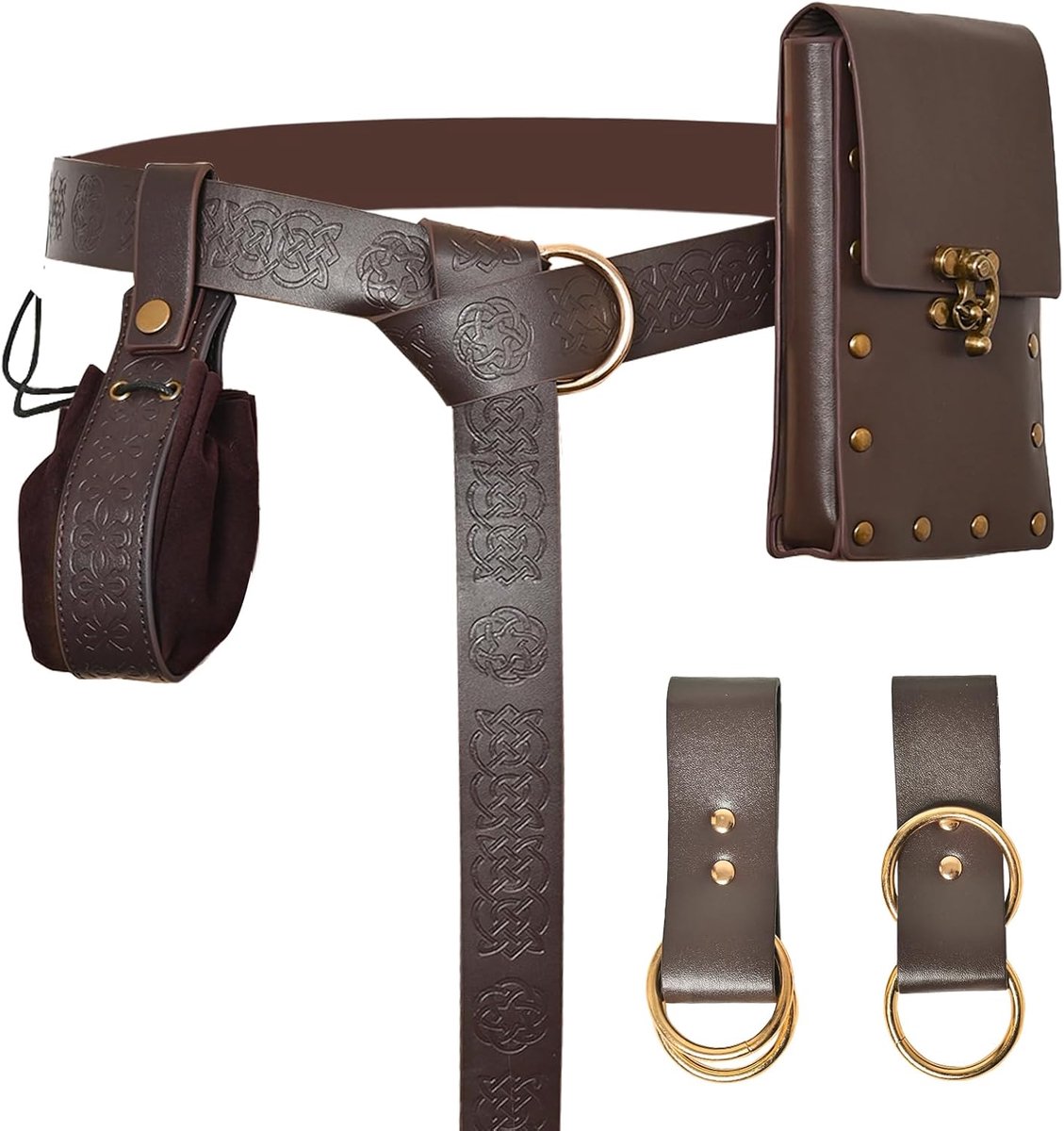 Middeleeuwse ridderaccessoires - Vintage leren riem - Steampunk heuptas - Perfect voor kostuums - ShopVlot