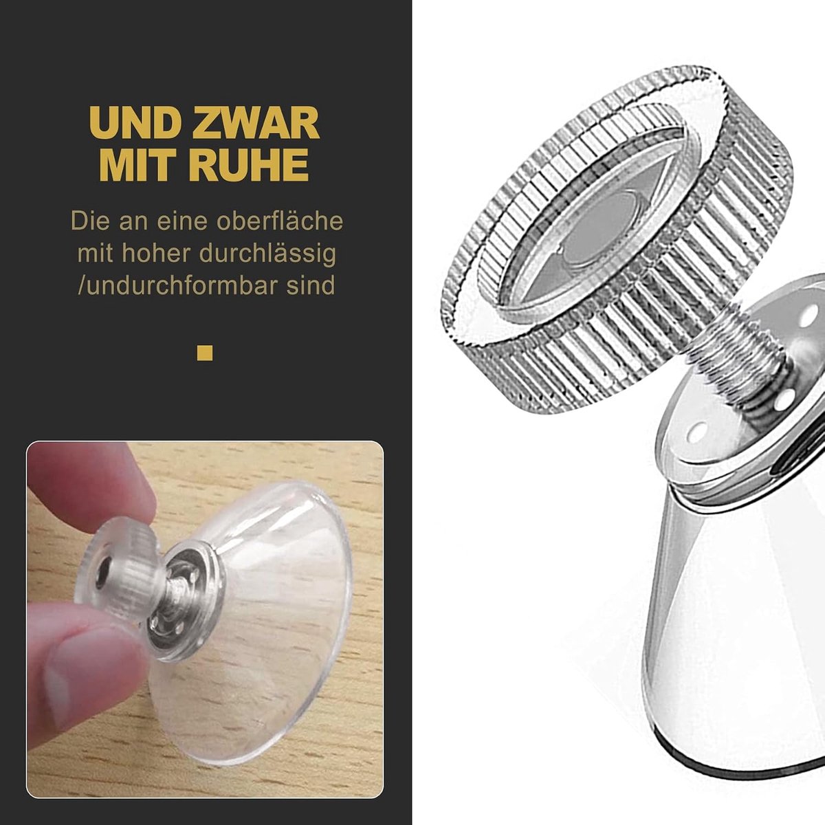 Zuignappen 30 mm - met schroefdraad M5 x 7 mm - transparante kartelmoeren - sterkte hechtkracht voor kleine voorwerpen - ShopVlot