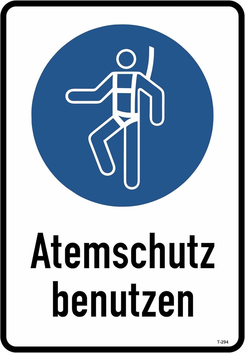 Ademhalingsbescherming gebruik sticker 23 x 16 cm - instructiebord sticker - duidelijkheid - veilig werken - ShopVlot